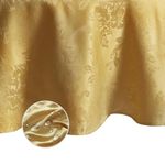 Elrene Home Fashions Poinsettia Elegance Jacquard Holiday Tablecloth, Gold, 70" Round (Tablecloth)