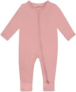 GUISBY Baby Girl Romper, Rayon Long Sleeve with Zipper Pajamas peach 12-18 Months