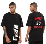 Be Crazy Oversized Loose Baggy Fit Drop Shoulder Half Sleeves Pure Cotton Gym Wear Graphic Printed T-Shirt for Men (Medium, thejoker)