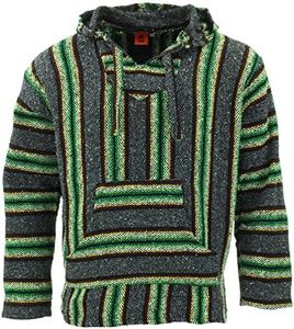 LOUDelephant Recycled Mexican Baja Jerga Hoody True Sizing M-4XL, Grey Green, M