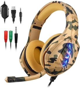 targeal Gaming Headset with Microphone - for PC, PS4, PS5, Switch, Xbox One, Xbox Series X|S - 3.5mm Jack Gamer Headphone with Noise Canceling Mic (Camo&Yellow)