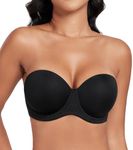 DotVol Women's Full Figure Strapless Bra for Plus Size Underwire Contour Smooth Bras(36B, Black)