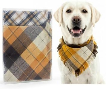 2 Pack Thick Triangle Dog Bandanas with Tassels Edges, Reversible Plaid Dog Bandanas Boy Girl in Storage Box, Washable Soft Dog Scarf, Holiday Dog Bandana for Medium Large Dogs and Cats (Large)