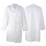 White Medical Lab Coat - Unisex Men & Women Hygiene Food Industry Warehouse - Thin Long-Sleeved Laboratory Coat for Doctors, Nurses, Pharmacist, Physician, Surgeon, Students, Technician (Large)