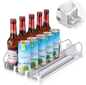 iklestar Drink Organizer for Fridge, Self-Sliding soda Can Dispenser for Refrigerator and Adjustable Width, 12oz to 20oz holds 15+ Cans(3 Rows)