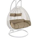 Prime Pigeon Swing Basket Chair with Curve Stand for Kid's and Adult,Cushion & Hook/Outdoor/Indoor/Balcony/Garden/Patio White Double Swing with Beige Color Cushion, XX-Large