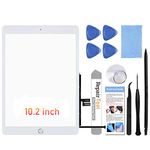 for iPad 7th/8th Generation Screen Replacement Digitizer 10.2"(A2197,A2198,A2200,A2270,A2428,A2429,A2430),for iPad 7/8 Screen Replacement Parts(NO LCD),+Home Button+Pre-Installed+Repair Tools(White)