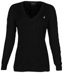 Polo Ralph Lauren Womens Pima Cotton V-Neck Sweater - Black - Large