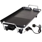 Electric Indoor Smokeless Electric Griddle, Non-Stick Grill with Temperature Control,Table Top Teppanyaki Steak Grill, Electric Barbecue Hot Plate,1500W, Non-Stick