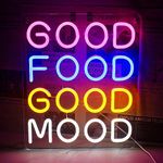 VVWV Good Food Good Mood Neon Sign LED Strip for Restaurant Hotels Wall Decoration (16 x 14 Inch)