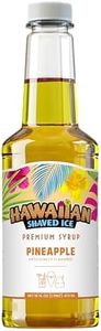 Hawaiian Shaved Ice Pineapple Syrup - Nut Soy Dairy Free - Flavor Fluffy & Crunchy Snow Cones - Shelf Stable - Makes 8 Servings - 16 ounces