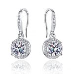 Silver Earrings for Women Sterling Silver Dangle Earrings with Cubic Zirconia Silver Drop Earrings Girls Hypoallergenic Dangle Hoops Earrings Dangly Earrings Presents for Mum Wife