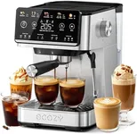 ecozy 4-in-1 Espresso Machine and Coffee Maker Combo with Milk Frother, Cold Brew & Over Ice, Interactive Touch Screen, Stainless Steel, Brezzano Elite Series for Cappuccinos, Lattes, Americanos