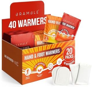 BRAMBLE 40-Pack Warmers - 20 Hand Warmers & 20 Foot Warmers - Long-Lasting Heat Packs (8hrs +) for Outdoor Activities, Sports, and Cold Weather