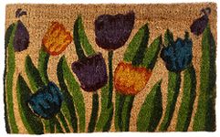 Rubber-Cal 10-102-006 "Tulip Garden Decorative Coir Doormat - 18" x 30" Outdoor Front , Green