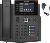 GEQUDIO Telekom IP Phone Compatible - Premium Hands-Free Calling & 2 x Colour Displays - Instructions (PDF) for FritzBox, Sipgate WA9550 Black GX5+ IP Phone with Power Supply