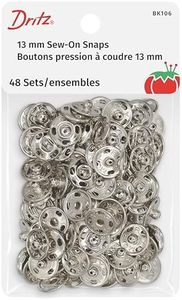 Dritz Sew On Snaps Nickel 48 Sets Fasteners, Size 3, 48ct