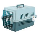 Foodie Puppies Portable Pet Carrier Fiber Cage Crate with Handle - (Grey Green) (41 x24 x29cm) for Cats, Kitten, Puppies and Rabbit Travel Cage Box, Animal Carrier Cage Metal Door with Spring Lock