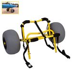 Suspenz Kayak Beach Cart, DLX Canoe Trolley with Balloon Wheels Sand Tires and Straps, Yellow, Flat Platform