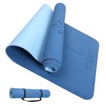 YOGATI – Yoga Mat. Thick Yoga Mat for Pilates, Yoga, Workout, Gym and Fitness with Body Alignment Lines. Eco Friendly, Non Slip and Thick Yoga Mats with carry strap. Exercise Mat and Gym Mat.