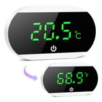 OQIMAX Mini Digital Aquarium Thermometer, LED Display Fish Tank Thermometer with Touch Buttons, Support ℉/℃ Convertible, Stick-on Wireless Aquarium Thermometers, for Monitoring Axolotl, Aquatic