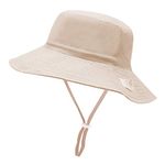 XIAOHAWANG Toddler Sun Hats UPF 50+ Baby Bucket Hat for Boys and Girls Kids Summer Beach Cap Adjustable(A-Beige,2-6 Years)