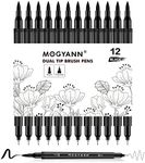 Mogyann Felt Tip Pens, 12 Pack Black Markers Colouring Pens for Art Drawing Sketching