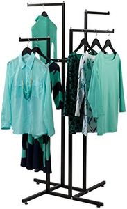 SSWBasics 4 Way Clothing Display Rack with Straight Arms (Black)