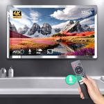 Leotachi 4K Ultra HD 32 inches High-end Smart Bathroom Mirror TV IP66 Waterproof Android TV Supports Voice Remote Control Google Assistant, Built-in ATSC Tuner, HDMI (ARC), SPDIF Bluetooth, Wi-fi.