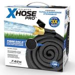 X-Hose Pro Expandable Garden Hose 25Ft, Heavy Duty Lightweight Retractable Water Hose, Flexible Hose, Weatherproof, Crush Resistant Solid Brass Fittings, Kink Free Expandable Hose as Seen on TV