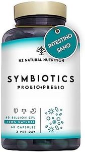 Fermenti lattici. Probiotici e Prebiotici Insieme. 40 miliardi di Batteri Probiotici Naturali con Inulina. 6 ceppi batterici. 60 Capsules N2 Natural Nutrition