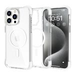 CALOOP Magnetic Case for iPhone 15 Pro Max with MagSafe,Hard Frame Transparent Sturdy Military-Grade Shockproof,Camera Full Protection 360° Airbag Corner,Scratch & Yellowing Resistant,6.7", White