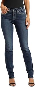 Silver Jeans Co. Jeans Suki a Gamba Dritta a Vita Media, Lavaggio Scuro Edb359, 27W x 33L Donna