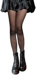 SHENHE Women's Sheer Mesh Tights High Waist Control Top Footed Pantyhose Stockings Rhinestone Black One Size