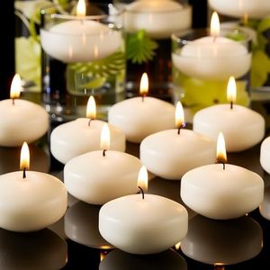 Crenovo Floating Candles 3 Inch 10 Hour Clean Burn Unscented 12 Pack
