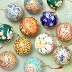 5 Christmas Balls Ornaments-Large Christmas Balls-Paper Mache Christmas Ornaments-Round Christmas Tree Balls-Christmas Tree Ornaments-Multicolor Christmas Tree Decorations-Unique Christmas Balls 3.5"