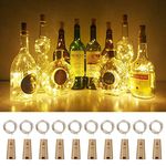 Vicloon Bottle Lights,10 Packs 2M 20 LED Cork Lights for Bottles,LED Bottle Light,Battery Operated Bottle Lights,Cork Shape Silver Wire Fairy Mini String Lights for Party,DIY,Decoration (Warm White)