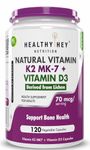 HealthyHey Nutrition Natural Vitamin K2 + Natural D3 - Non-GMO | Non-Synthetic 120 Veg. Capsules