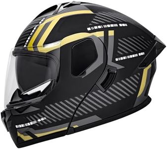 Adult Modular Motorcycle Helmet Full Face Flip up Casco para Moto Dual Visor DOT for Men Women (Gold, Small)