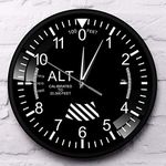 Timethink Classic Altimeter Black Aluminum Frame Wall Clock, Modern Altimeter Instrument Style Wall Clock, Pilot Air Plane Altitude Measurement Watch for Home Office School Kitchen Restaurant Decor