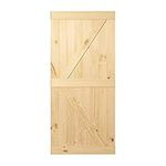 HOMACER Sliding Barn Door Natural Pine Wood Panel Slab, 30in x 84in Left Arrow Design Frameless, Perfect for Interior, Exterior, Closet and Bedroom Use