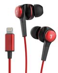 Thore iPhone Earphones (Apple MFi Certified) V120 in Ear Wired Lightning Earbuds (Sweat/Water Resistant) Headphones with Mic/Volume Remote for iPhone 12/13/14 Pro Max - Red