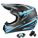 ATV Helmets, Youth Off-Road Motorcycle Helmet,Kid's Casco for Motorcross and Mountain Bikes,BMX,Dirt Bike,DOT Quality Certificati (Blue, Small)