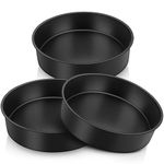 HaWare 9.5 Inch Cake Tin Set of 3, Non-Stick Stainless Steel Cake Pan, Large Round Birthday Wedding Layer Cake Tins for Baking Roasting Serving, Healthy & Non-Toxic, Rust Resistant (24cm, Black)