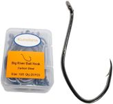 Catfish Hooks Big River Bait Hooks Size 10/0 ,25Pcs High Carbon Steel Fishing Hook Saltwater Black Nickel Heavy Duty