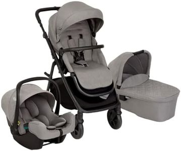 Graco Near2Me DLX Stylish Trio Including raincover, carrycot and car seat - Suitable from Birth to Approx. 4 Years (22kg). 3 x Slide2Me Height adjustments, Ash Fashion