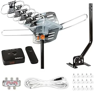 Five Star HDTV Antenna Digital Outdoor Antenna,150 Miles Range, 360 Degree Rotation Wireless Remote-Snap-On Installation Support 5 TVs, with Installation kit and Mounting Pole