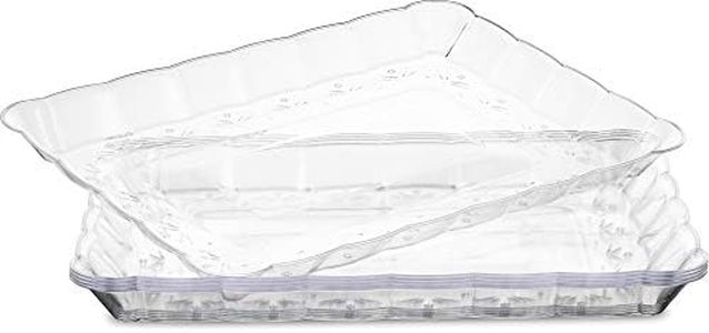 Plasticpro Plastic Serving Trays - Serving Platters Rectangle 9X13 Disposable Party Dish Crystal Clear Pack of 4