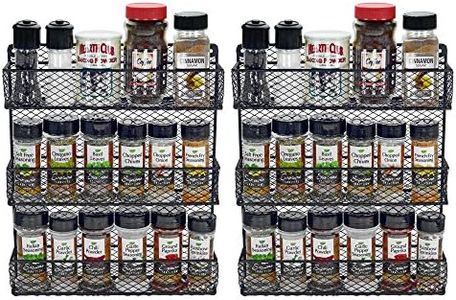 Southern Homewares Wall Mount Spice Rack Kitchen Storage Shelf Holder 3 Tier Space Saving Organizer Rack Includes 2 Racks