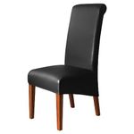 iEventStar High Back Chair Cover PU Faux Leather Waterproof Stretch Dining Chair Protect Slipcover (Black High Back, 4)